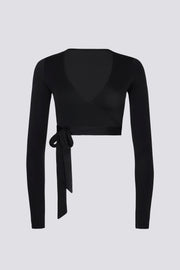 Oh Polly Tops BT02548 top crop cache-cœur noir jersey