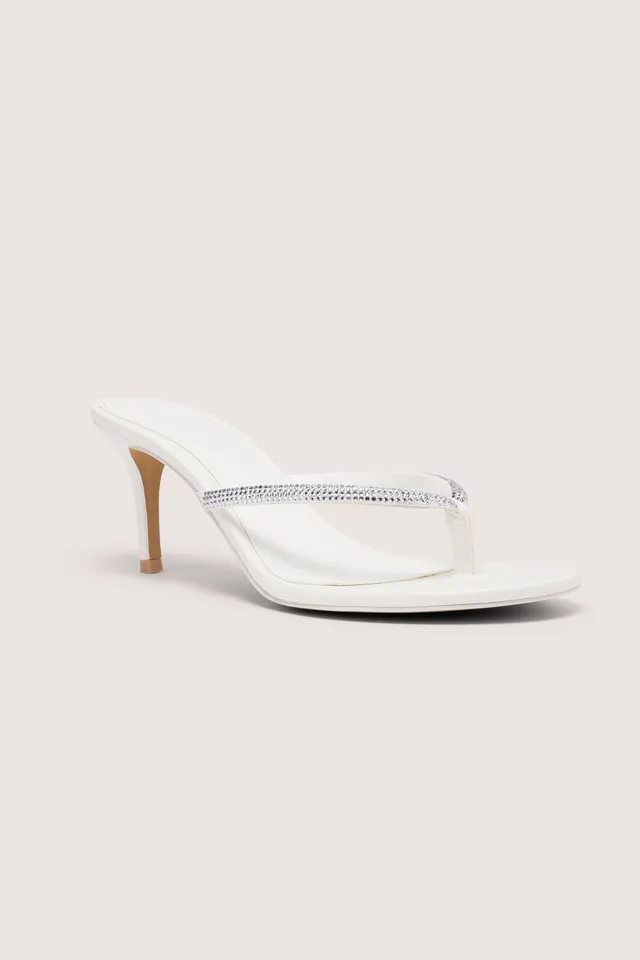 Oh Polly Coco Sandale à Talon Blanc Strass Talon 8cm