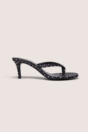 Oh Polly Nollan sandales satin noires pois talon 8 cm