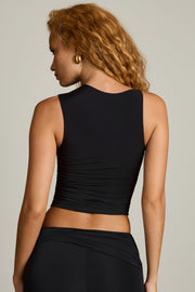 Oh Polly Kirbie 11832 débardeur asymétrique noir ruché
