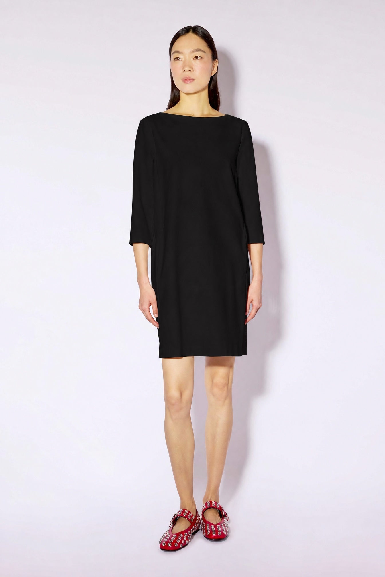 Liviana Conti Katia robe midi noire manches 3/4