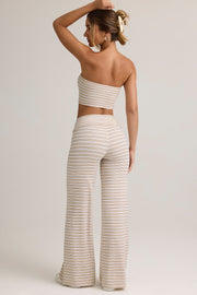 Oh Polly Melida 14152 pantalon large rose jaune rayé modal