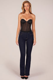 Oh Polly Tops Haut Zoa Noir Corset Bustier Lacé