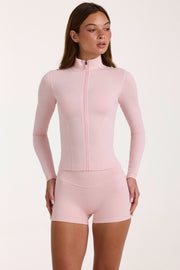 Oh Polly Bo+Tee BT0698 veste zip rose chiné stretch