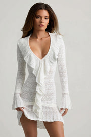 Oh Polly Dresses Jolessa mini robe coconut pointelle volants