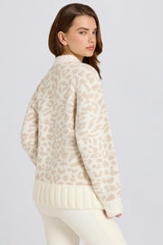 Oh Polly pull oversize jacquard blanc glace BT2380