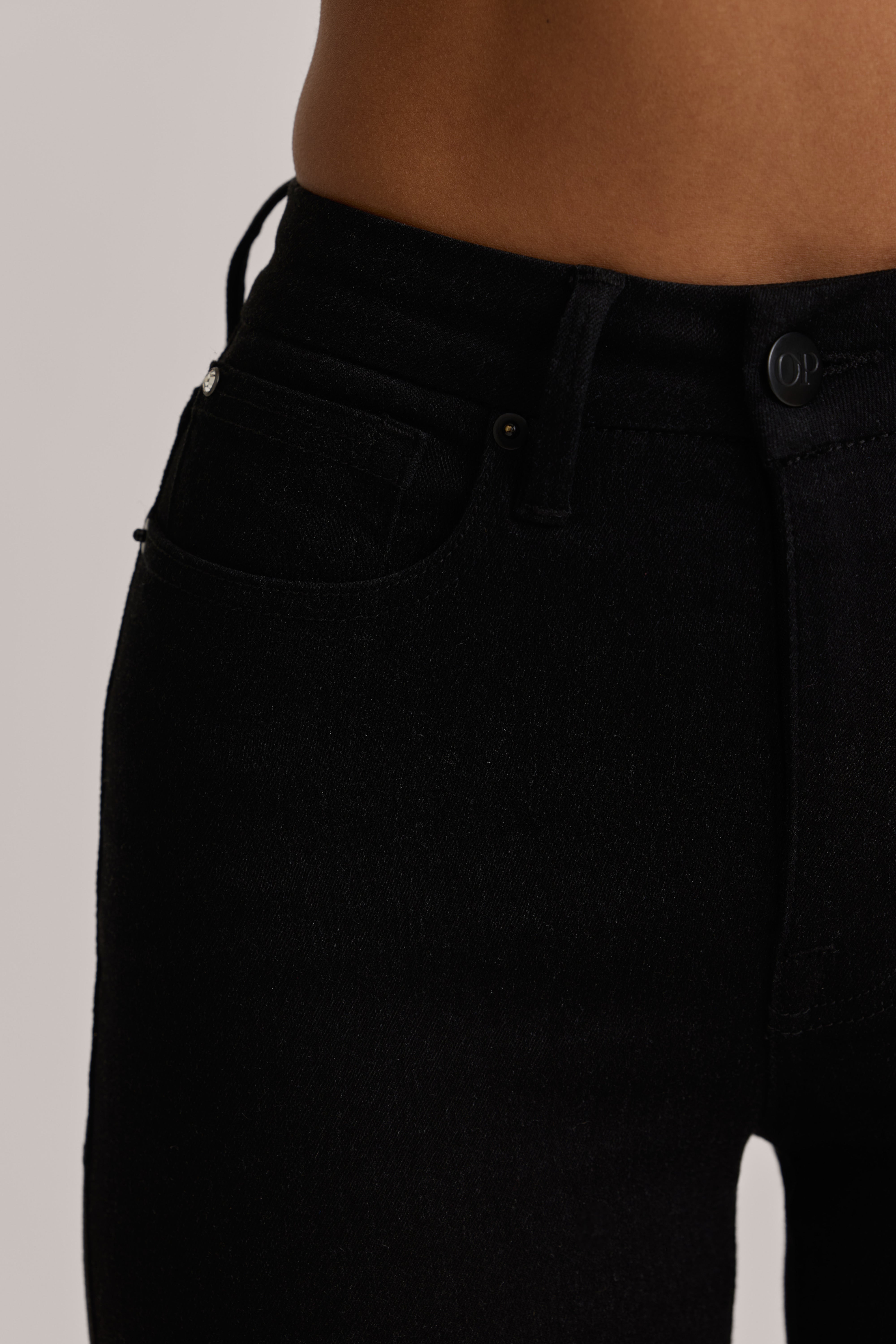 Oh Polly Lola Jean Flare Taille Haute Noir Black Wash