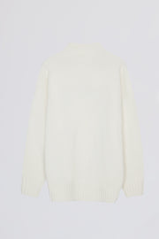 Oh Polly Knitwear Pull Soft Knit Oversized Coconut col roulé