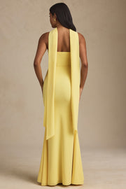 Oh Polly Imogene robe longue bustier jaune pastel foulard
