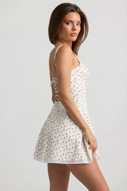 Oh Polly Dresses Cymene robe mini coton imprimé rose lacée