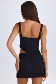 Oh Polly Acadia mini robe noire ceinture découpée