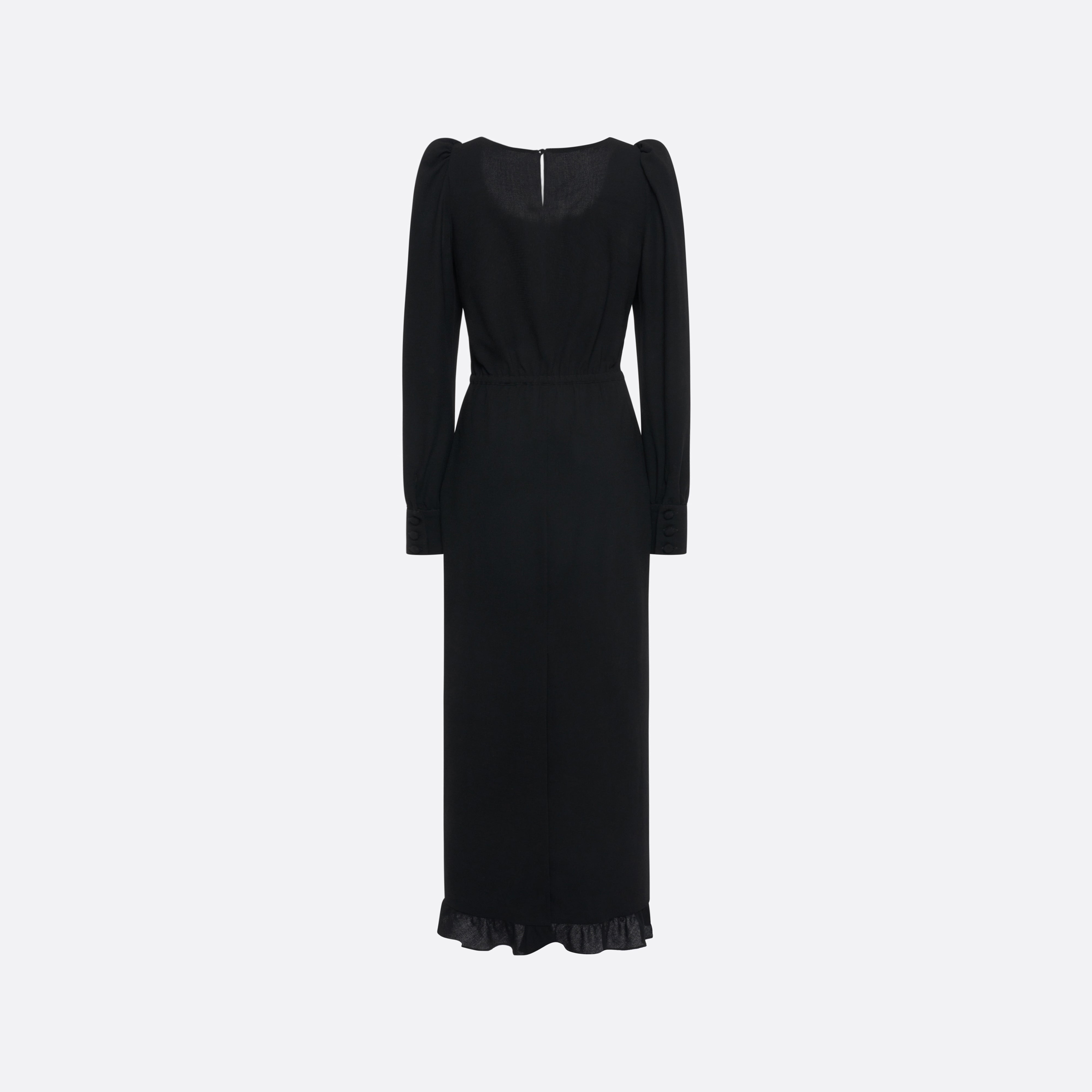 Alessandra Rich Wool Crêpe Midi robe noire laine taille 42