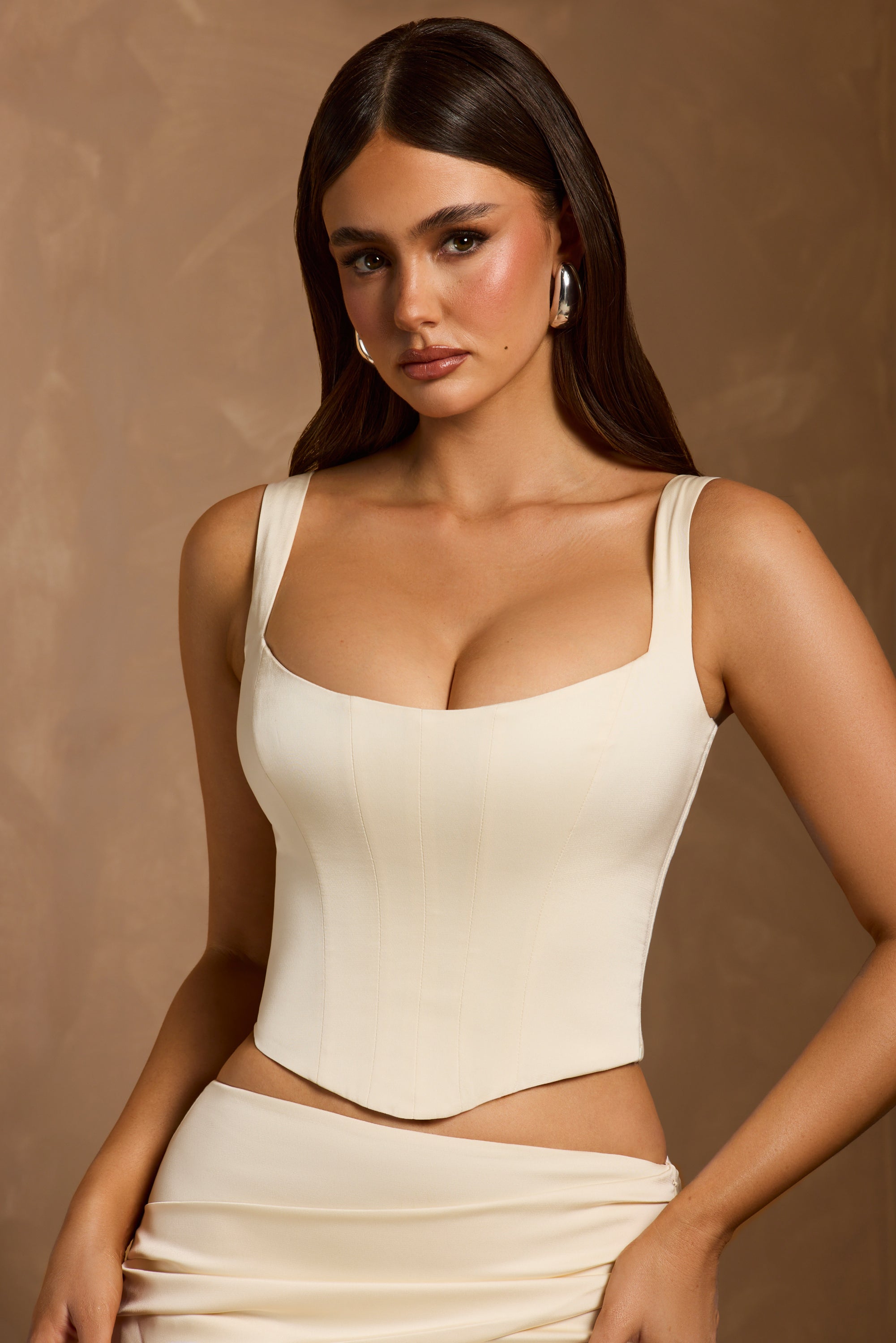 Oh Polly Hannie top corset ivoire satin laçage