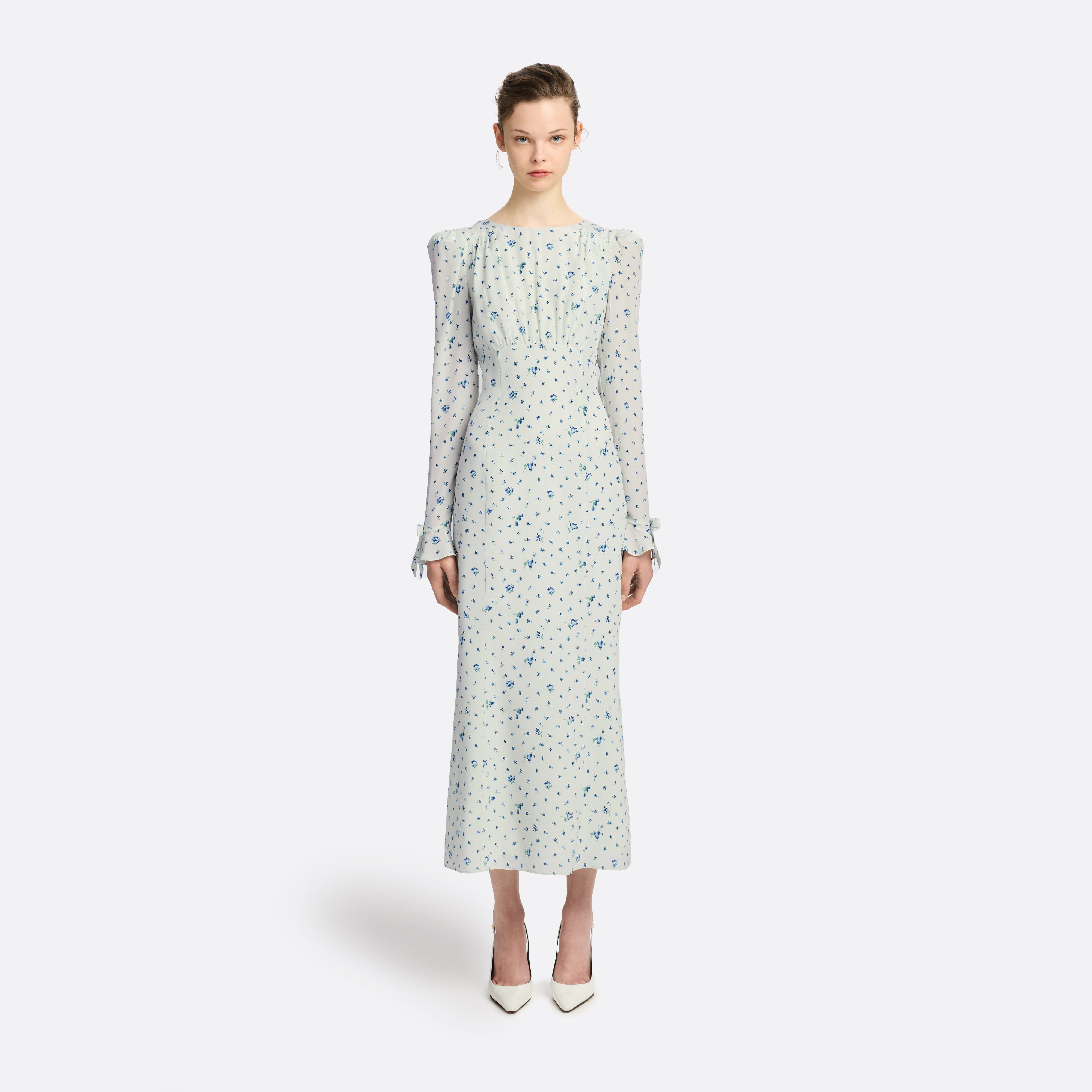 Alessandra Rich Silk Open Back Midi robe soie bleu taille 38