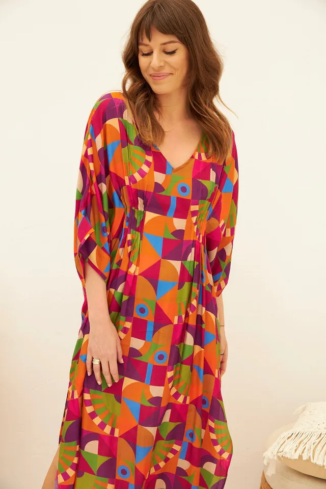CHICOSOLEIL Kaili robe kaftan toucan viscose