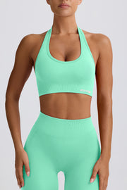 Oh Polly Define Luxe Halterneck brassière sport menthe maintien modéré