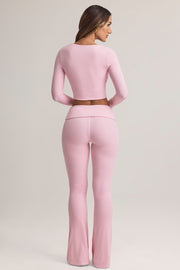 Oh Polly Bebe pantalon évasé rose pastel modal stretch