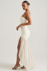 Oh Polly Melina Robe Bustier Sirène Ivoire Fente Maxi