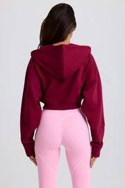 Oh Polly hoodie court zippé bordeaux coton cropped