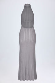 Oh Polly Solara Robe Maxi Argent Dos Nu Col Montant