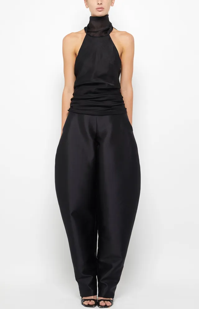 Prabal Gurung Halter Open-Back Top haut noir soie