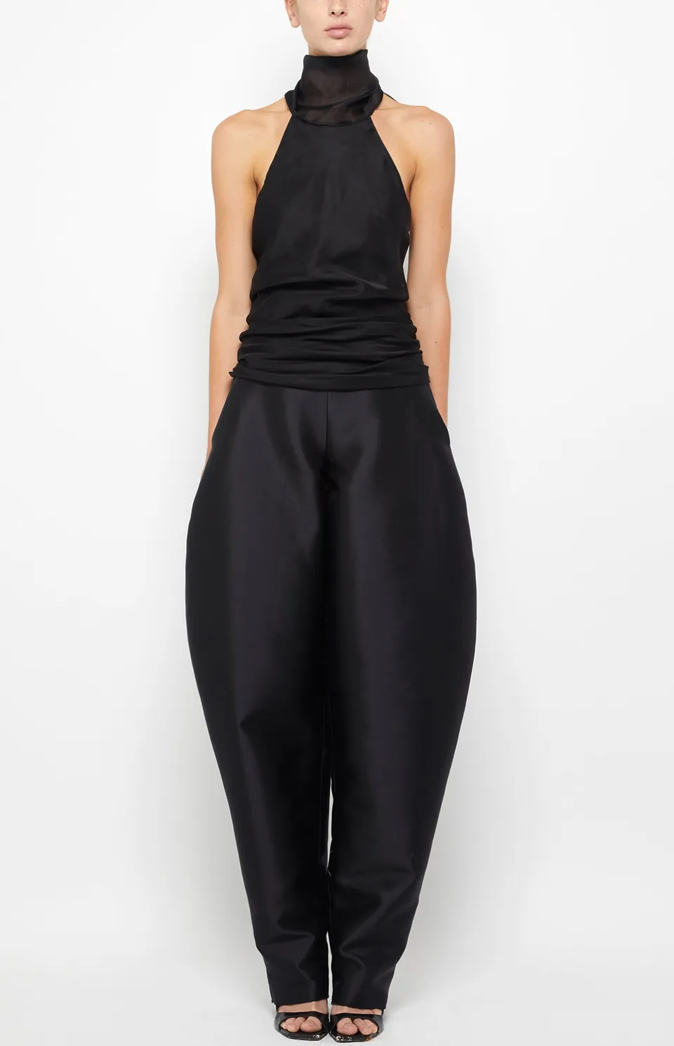 Prabal Gurung Halter Open-Back Top haut noir soie