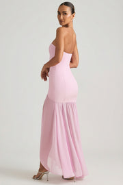 Oh Polly Melina robe maxi rose pâle bustier sirène