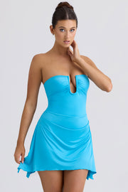 Oh Polly Efia mini robe bleu océan drapée jersey