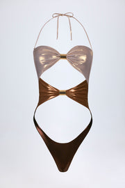 Oh Polly Zarza NS10603 maillot bronze doré découpé