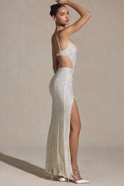 Oh Polly Embellished Lucienne robe maxi blanche strass