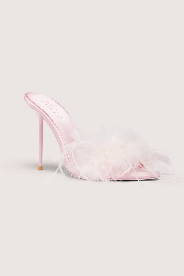 Oh Polly Shoes Mules Satin Blossom Pink - Plumes