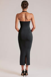 Oh Polly 15985 robe midaxi halter bustier noir Black
