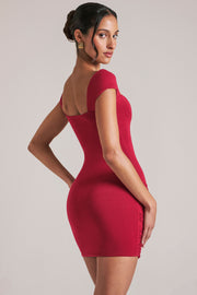 Oh Polly Robe mini col cœur rouge cerise drapée