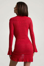 Oh Polly Jolessa mini robe cerise volants maille