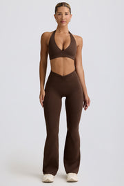 Oh Polly Bo+Tee pantalon flare pecan marl jersey