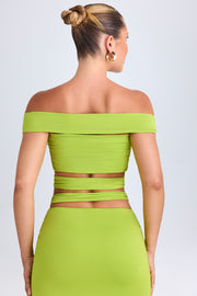 Oh Polly Zene crop top découpé lime green épaules dénudées