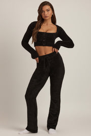 Oh Polly Safia pantalon large noir maille douce