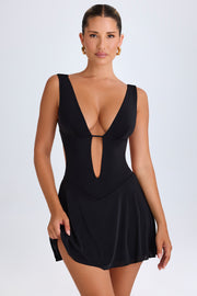 Oh Polly Kalista mini-robe noire dos ouvert décolleté
