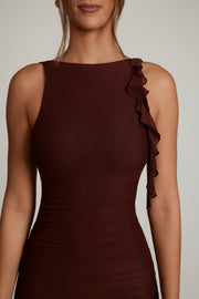 Oh Polly Iolanda 5635 robe mini dos nu volants marron