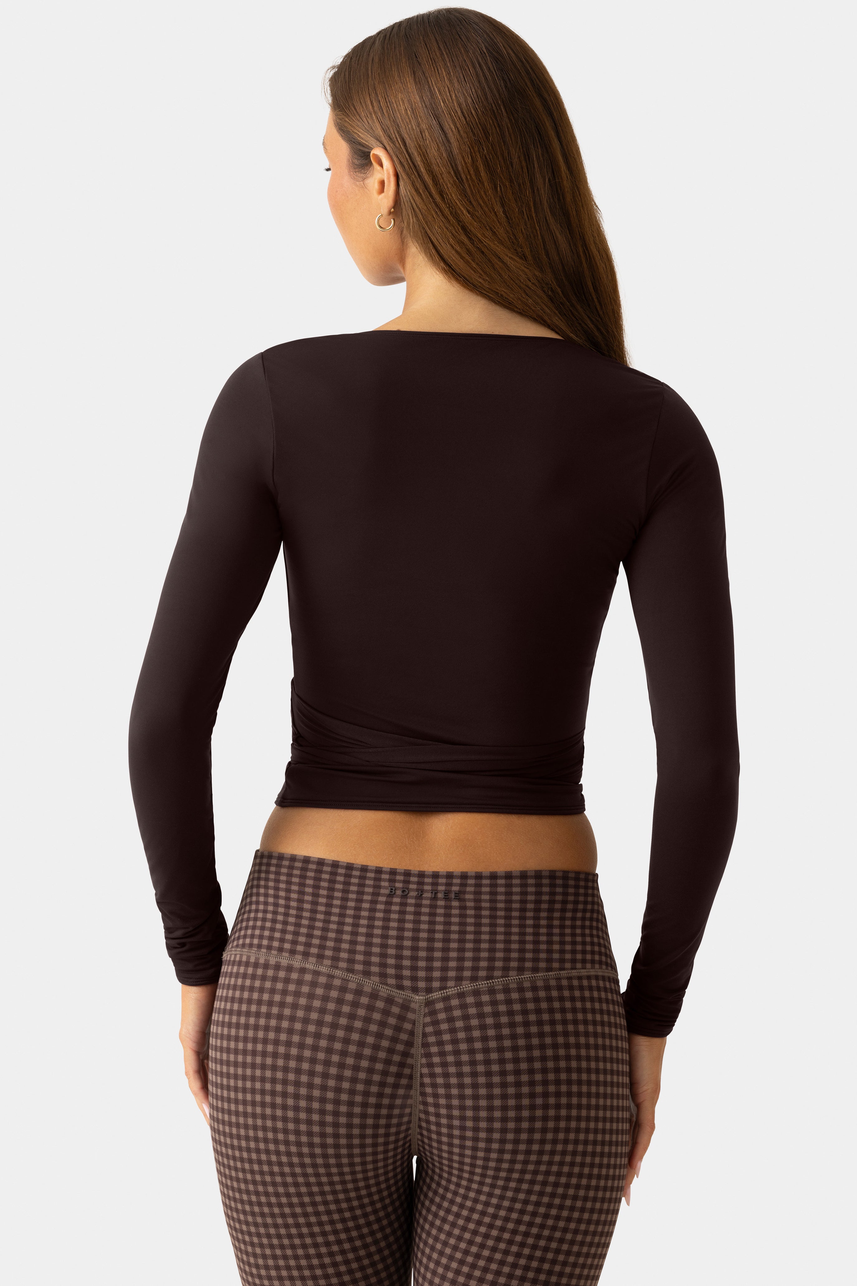 Oh Polly Bo+Tee Soft Jersey top cache-cœur espresso
