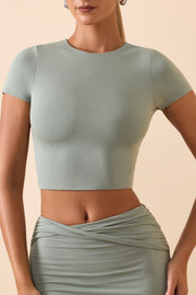 Oh Polly Myaree crop top vert smoke green manches courtes