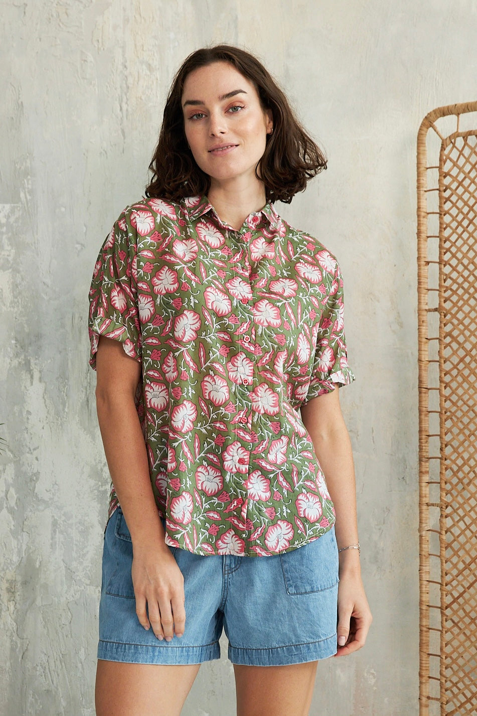 Chicosoleil Donie chemise summer batik vert coton