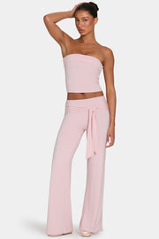 Oh Polly ButterCloud pantalon large rose lien taille