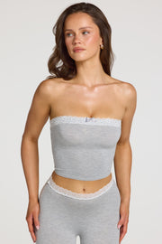Oh Polly Tali bandeau modal gris chiné dentelle