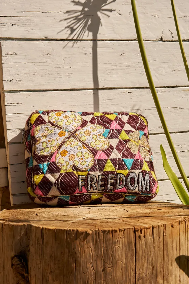 Chicosoleil Nomade pochette marron brodée coton