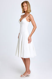 Oh Polly Mallory robe midi blanche à nœuds coton