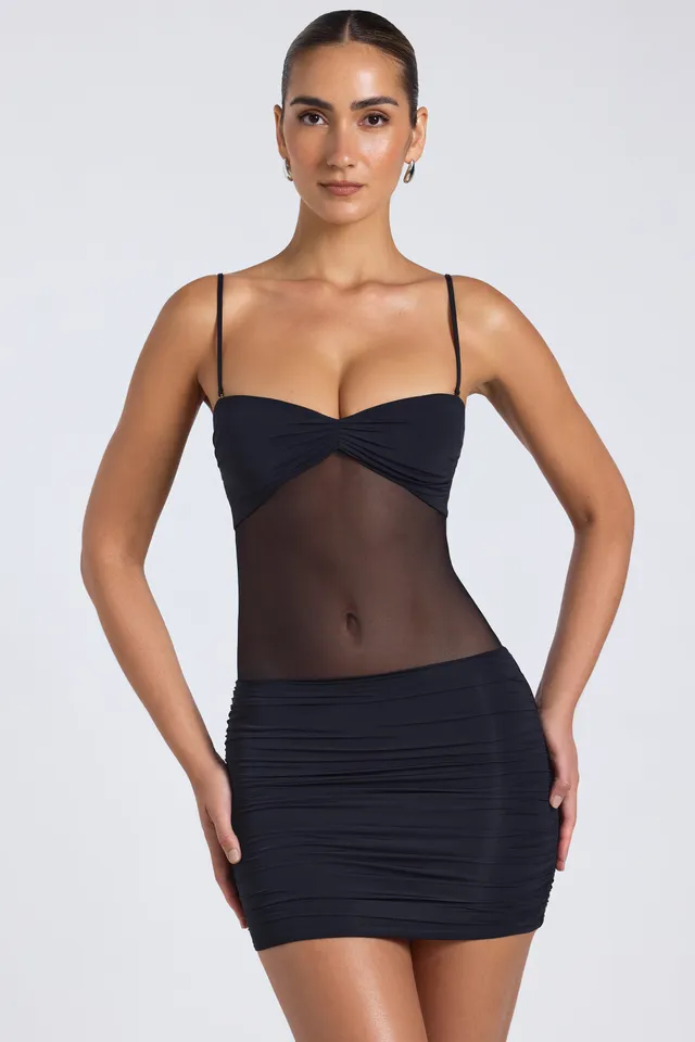 Oh Polly Eislyn mini robe noire ruchée mesh