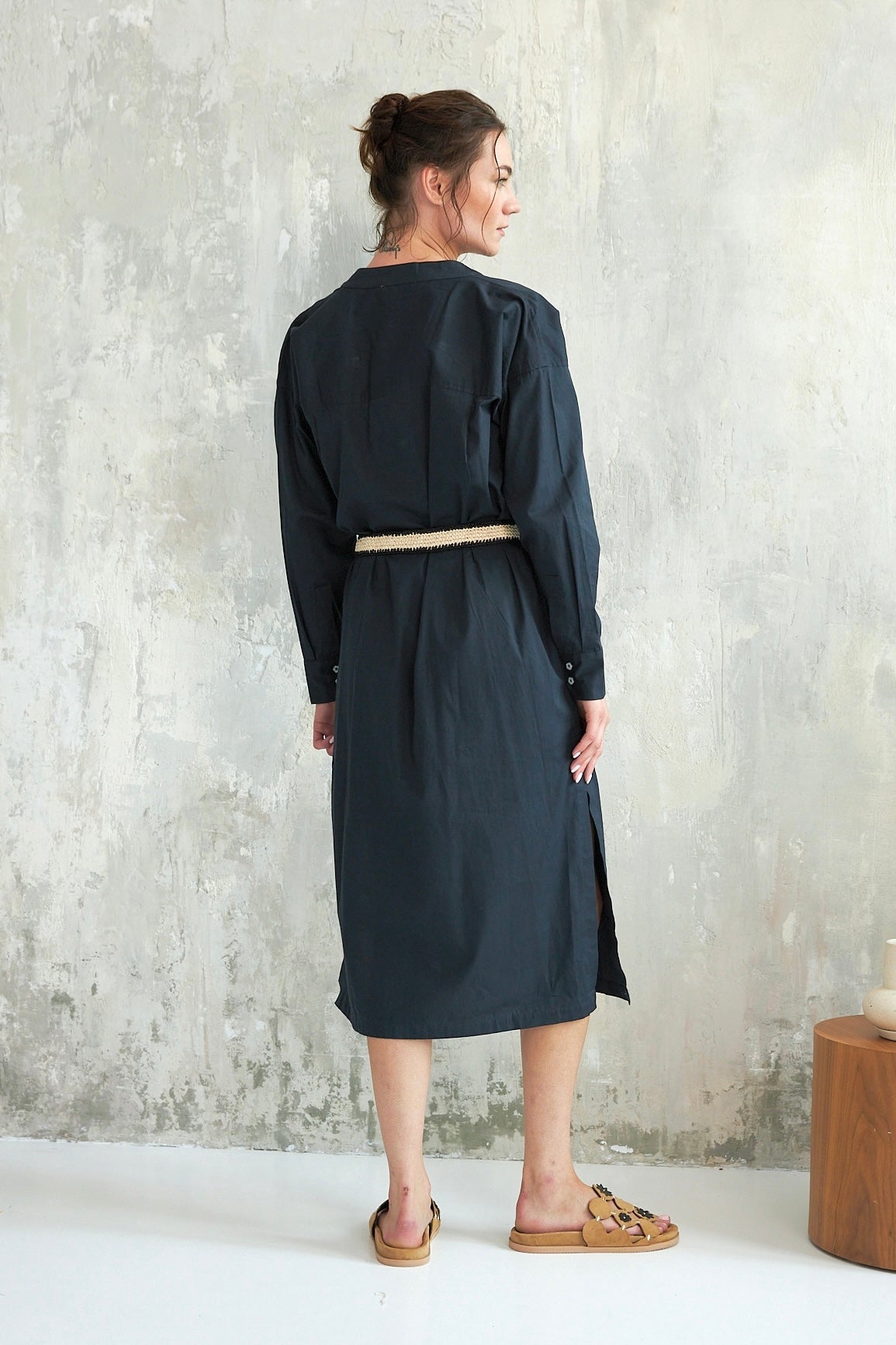 Chicosoleil Bambou robe noire charcoal popeline coton
