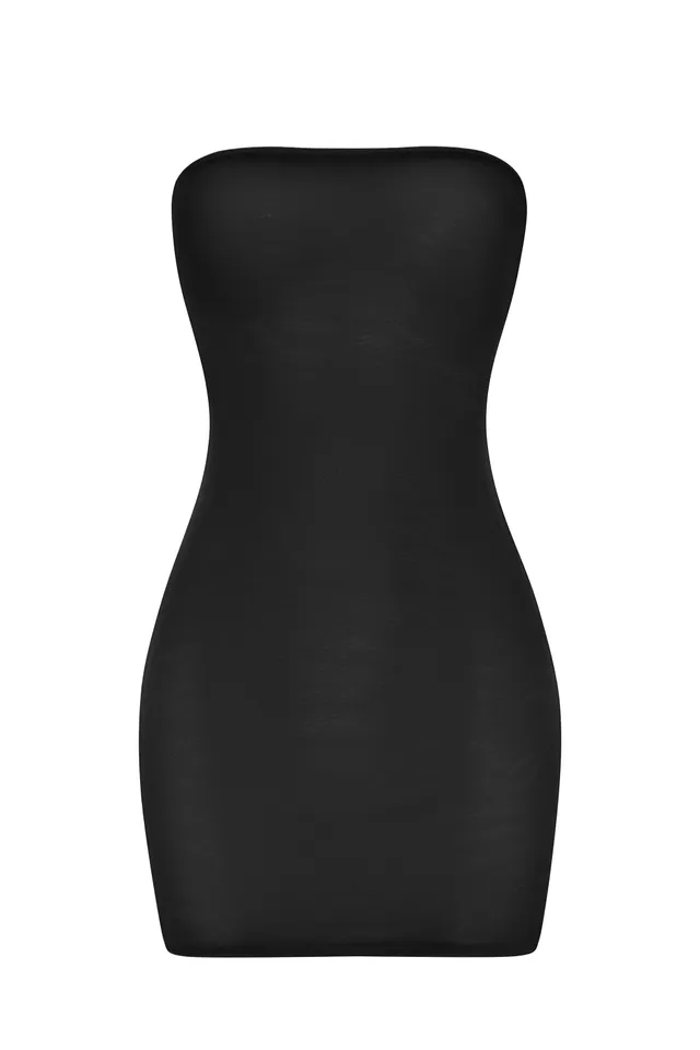Oh Polly Dresses Mini Robe Bandeau Noir Mesh 57 cm