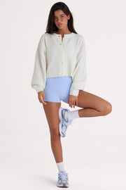 Oh Polly Knitwear Cardigan Court Ivoire Boutonné Col Rond